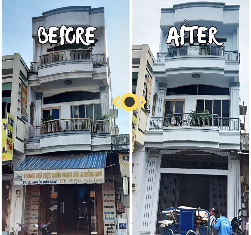 Hình ảnh cải tạo nhà phố trước và sau